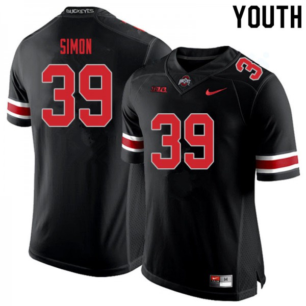 Ohio State Buckeyes #39 Cody Simon Youth Embroidery Jersey Blackout OSU57722
